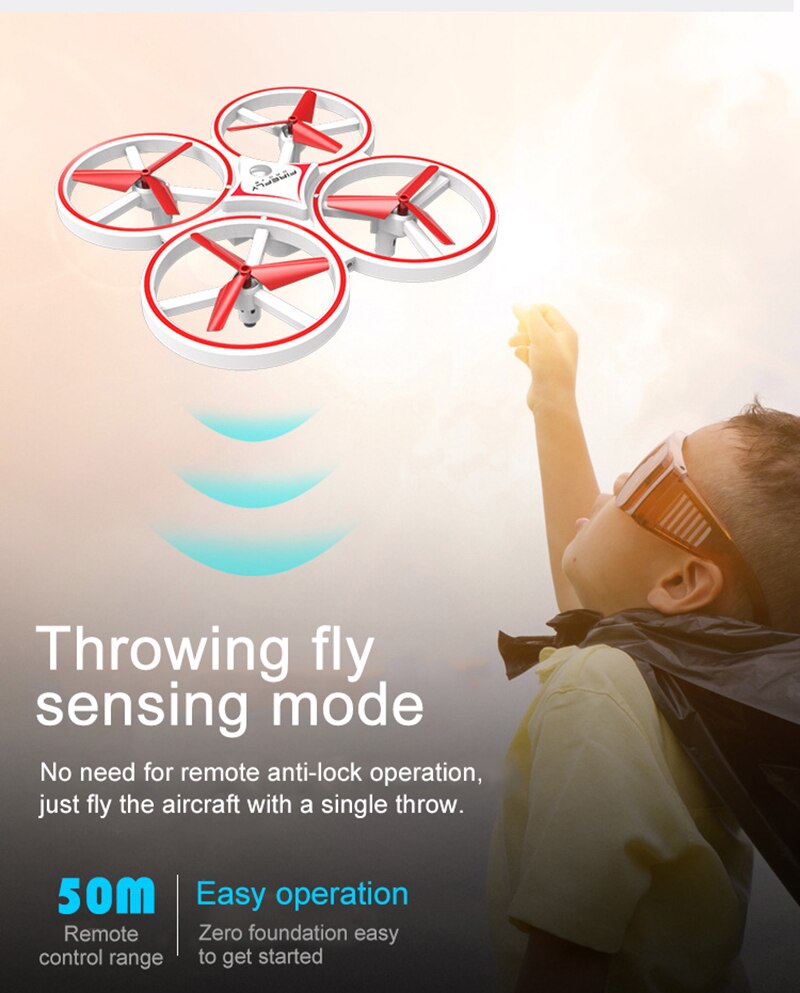 ZF04 RC Drone Mini Infrared Induction Hand Control Drone Altitude Hold 2 Controllers Quadcopter for Kids Toy Gift.